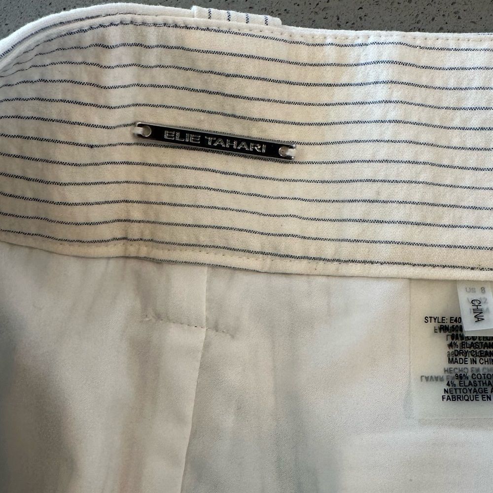 Elie Tahari White & Blue Striped Capri Women's Pants size 8 - Picture 13 of 13